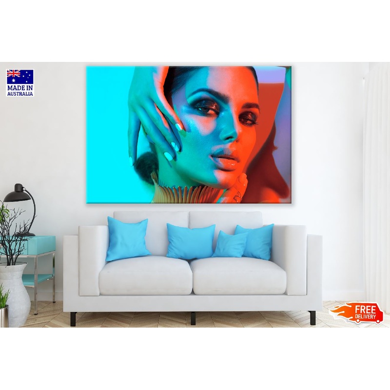 Fashion Girl in Colorful Lights Photograph Print 100% Australian Made