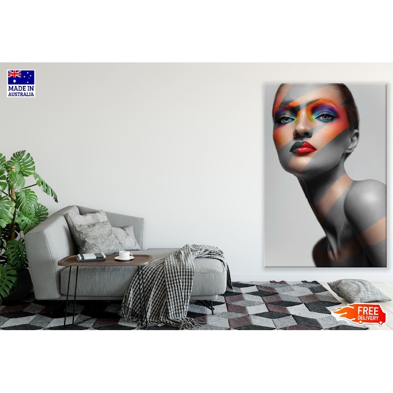 Fashion Girl With Colorful Eye Makeup Photograph Print 100% Australian Made