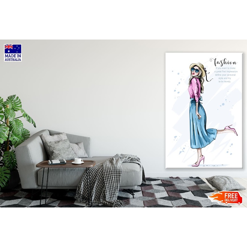 Fashion Lady with Classic Clothes Illustration Print 100% Australian Made