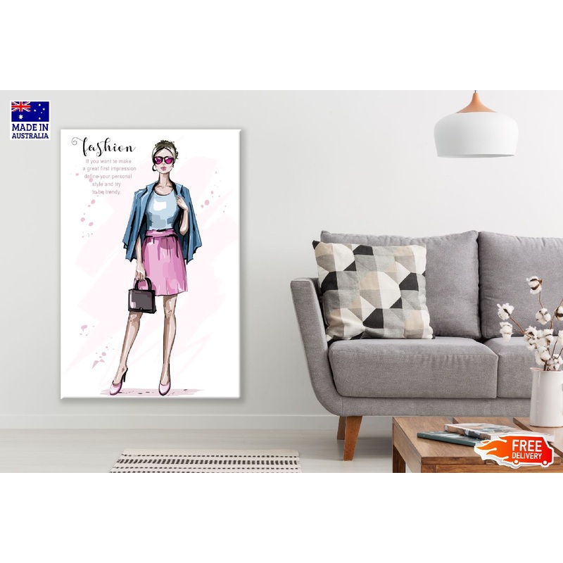 Fashion Pink Lady Illustration Print 100% Australian Made