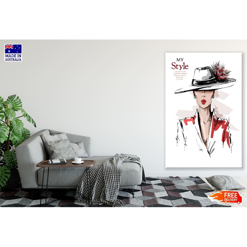 Fashion Stylish Girl with Hat Illustration Print 100% Australian Made