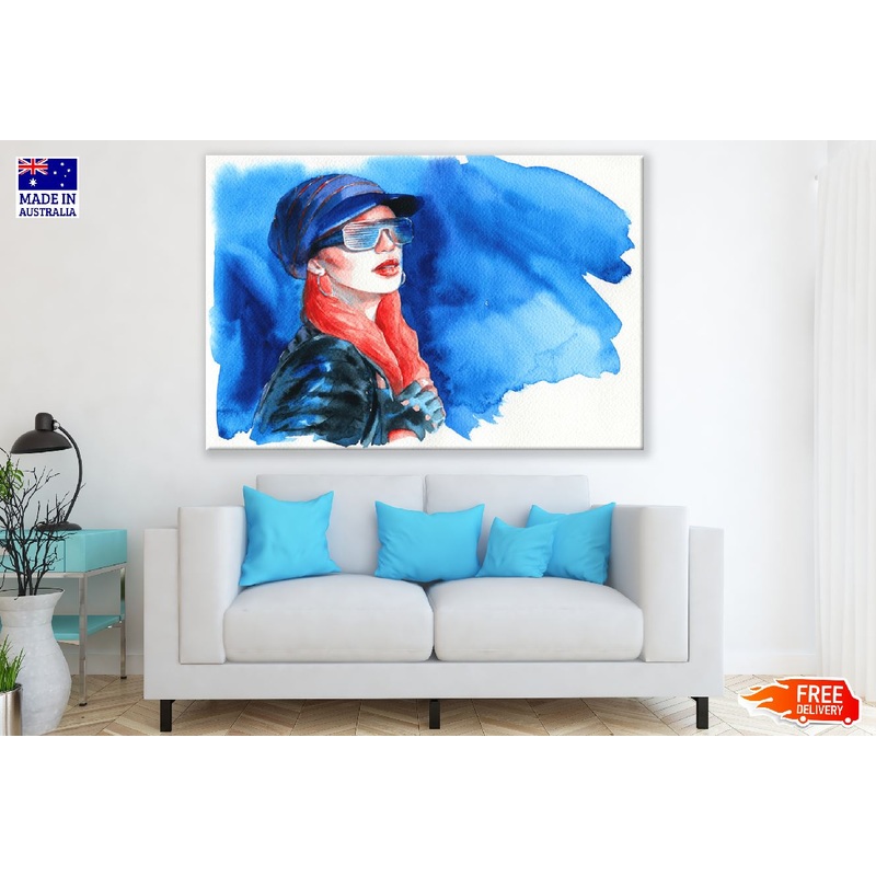 Fashion Woman with Sunglasses Abstract Watercolor Painting Print 100% Australian Made