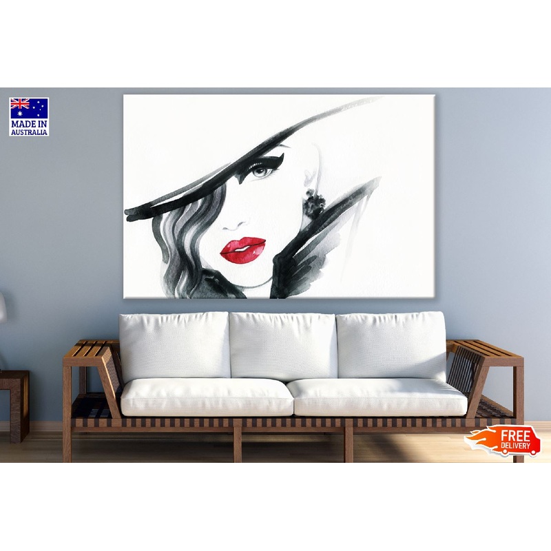 Makeup Woman with Hat Abstract Watercolor Painting Print 100% Australian Made