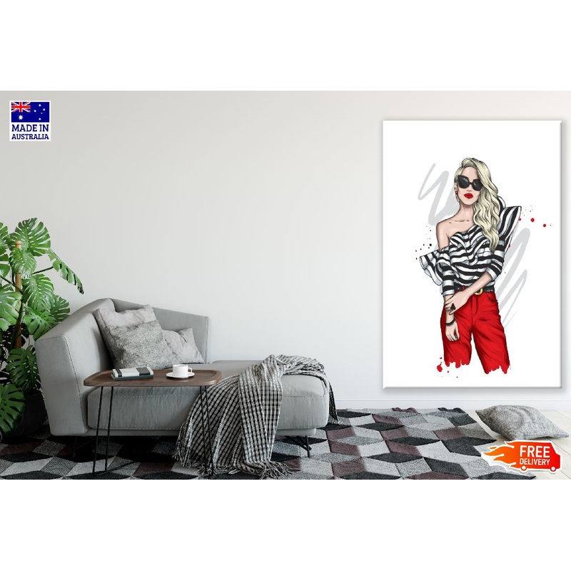 Stylish Young Girl with Sunglasses Illustration Print 100% Australian Made