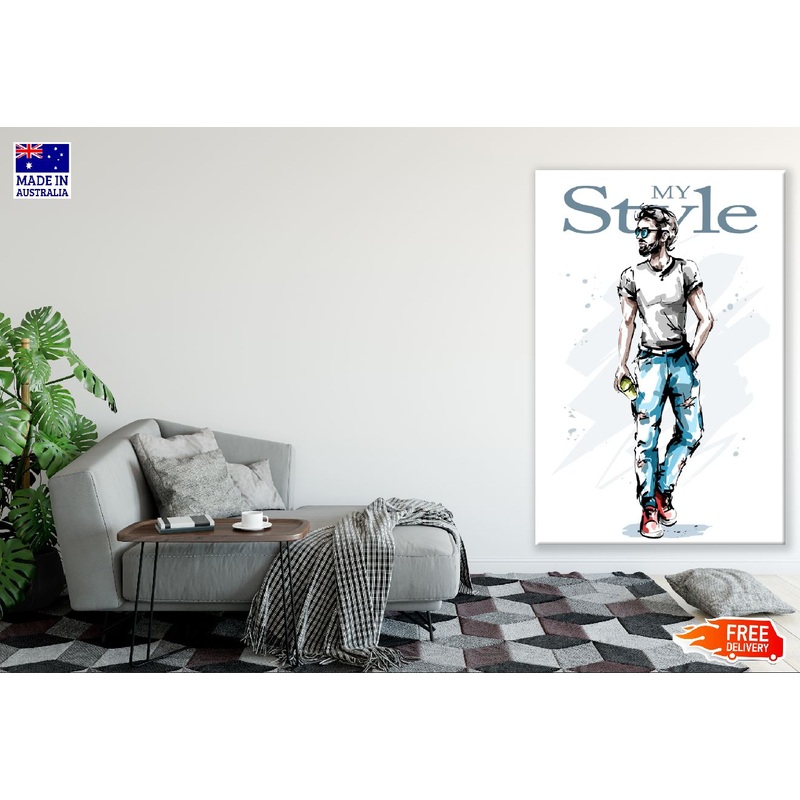 Stylish Young Man Illustration Print 100% Australian Made