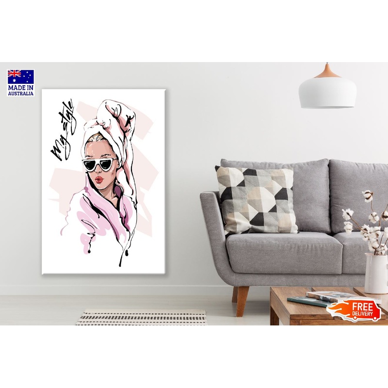 Towel on Hair Fashion Girl Illustration Print 100% Australian Made