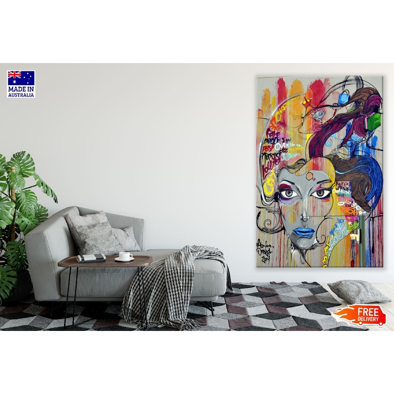 Woman Face Graffiti Art Painting Print 100% Australian Made