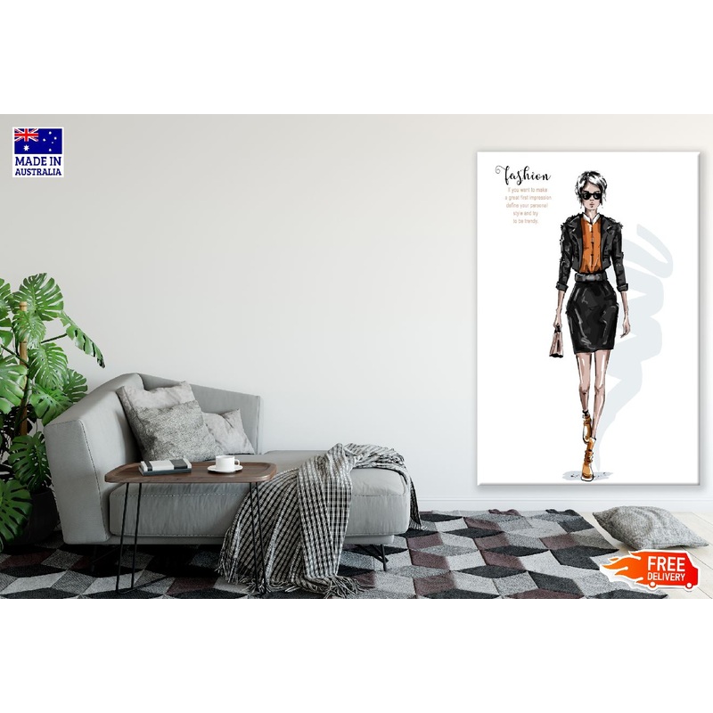 Woman Leather Jacket Illustration Print 100% Australian Made