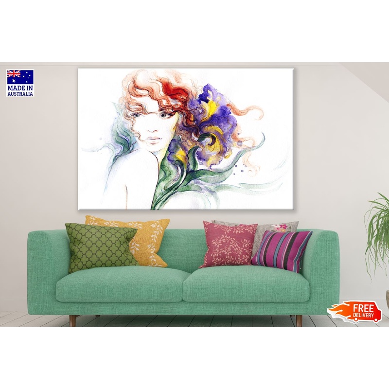Woman with Colorful Hair Abstract Watercolor Painting Print 100% Australian Made