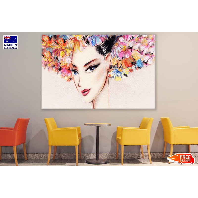 Woman with Flower Headdress Abstract Watercolor Painting Print 100% Australian Made