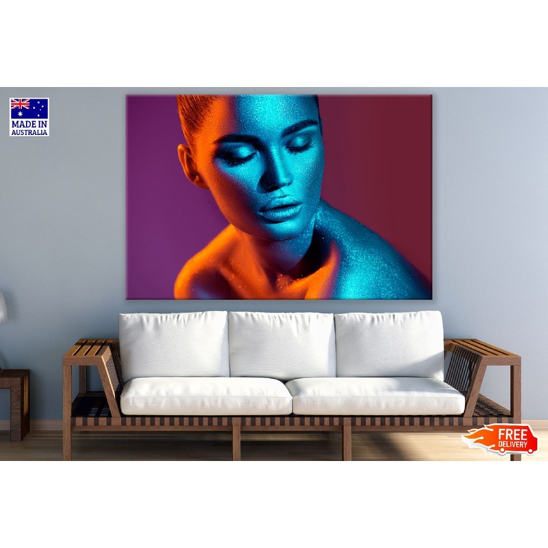 Woman with Glitter Vivid Neon Makeup Photograph Print 100% Australian Made