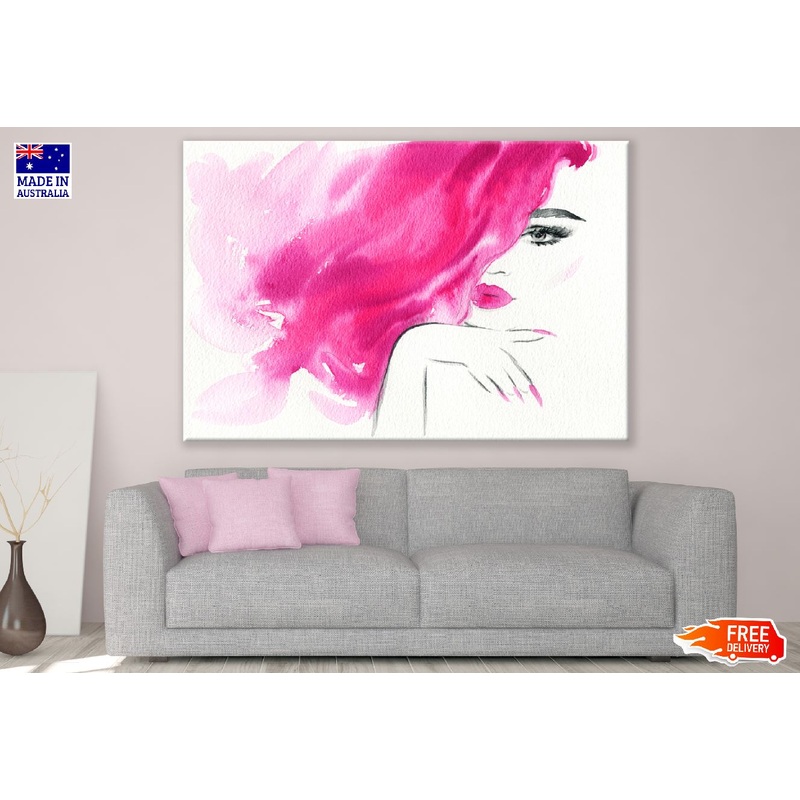 Woman with Pink Hair Fashion Watercolor Painting Print 100% Australian Made