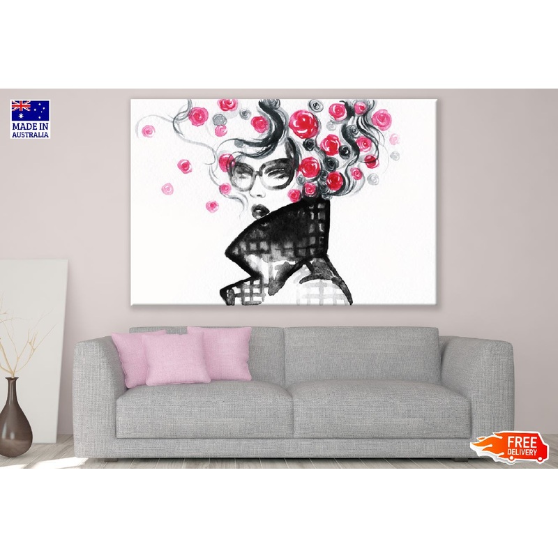Woman with Rose Hair Fashion Watercolor Painting Print 100% Australian Made