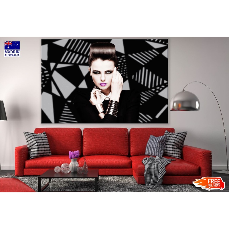 Woman with Violet Lips & Hairstyle Photograph Print 100% Australian Made