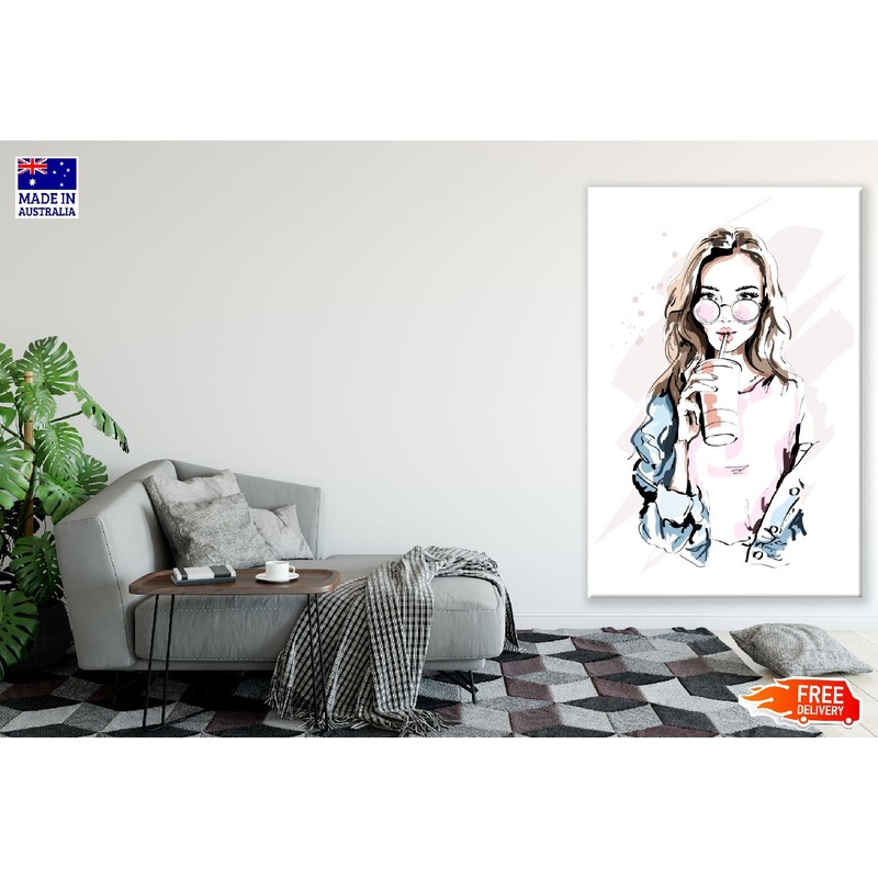 Young Woman with Sunglasses Illustration Print 100% Australian Made