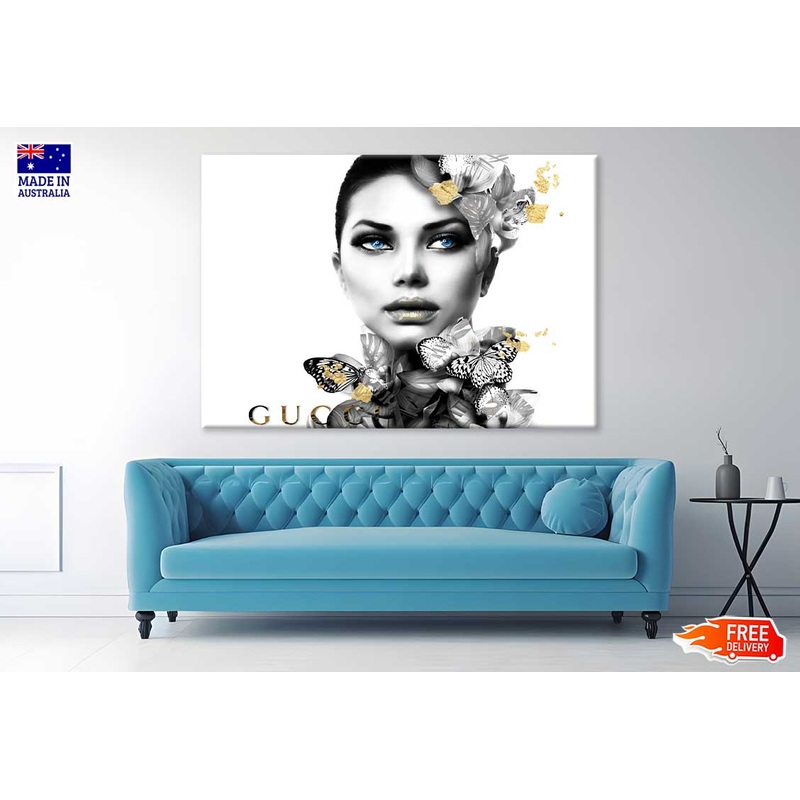 Bella Black and White Fashion Girl Home Print Canvas Ready to hang