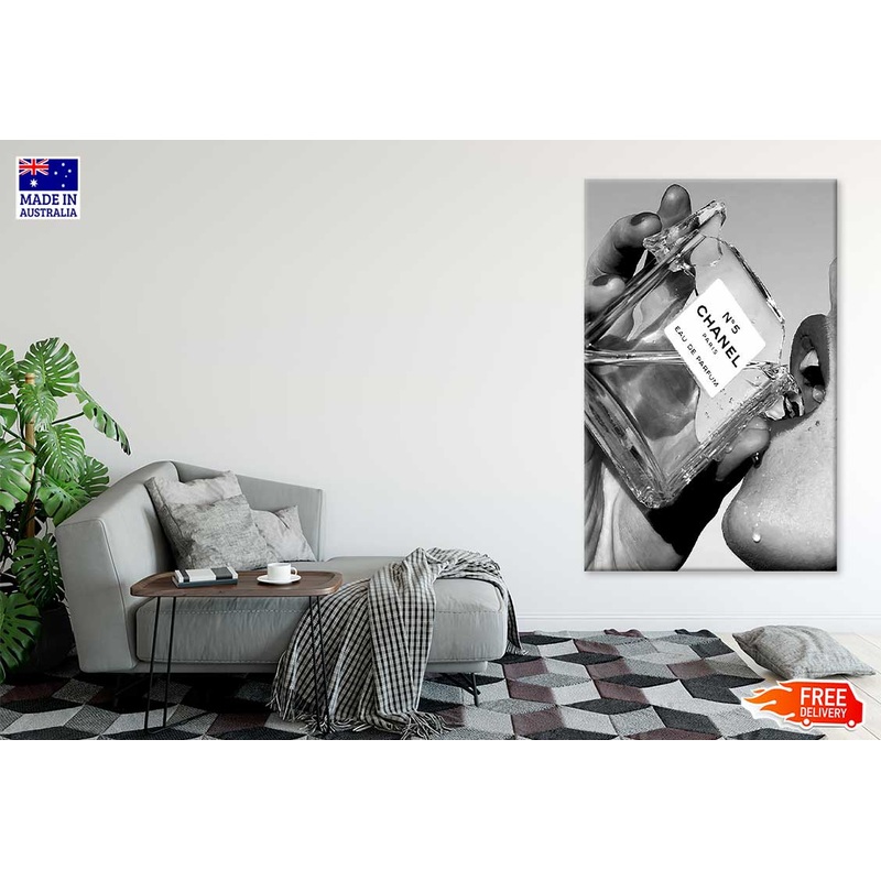 Bella Home Black And White Drinking Fashion Bottle Print Canvas Ready to hang