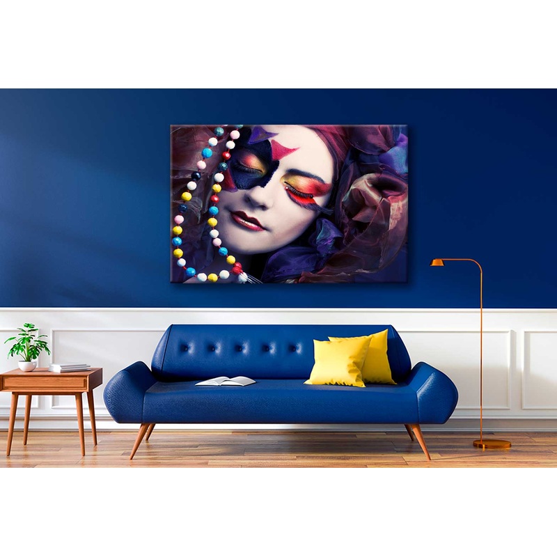 Bella Home Creative Young Woman With Beads Print Canvas Ready to hang