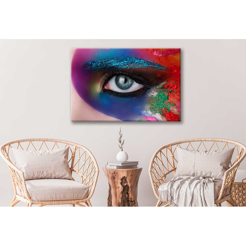 Bella Home Girl's Face With Beautiful Makeup Print Canvas Ready to hang