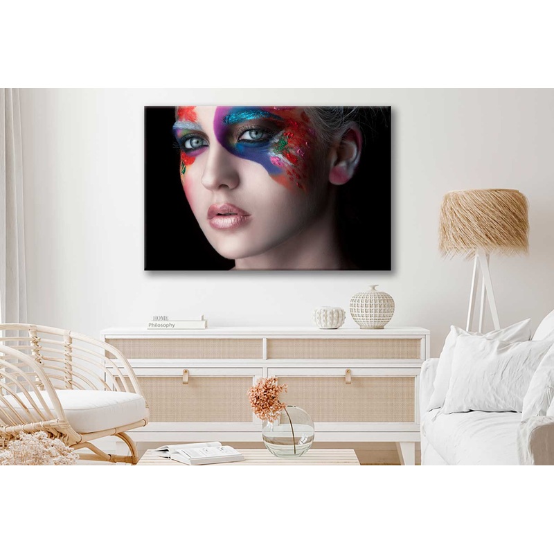 Bella Home Girl's Face With Makeup Art Print Canvas Ready to hang