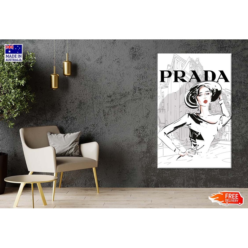 Black And White Stylish Lady Print 100% Australian Made