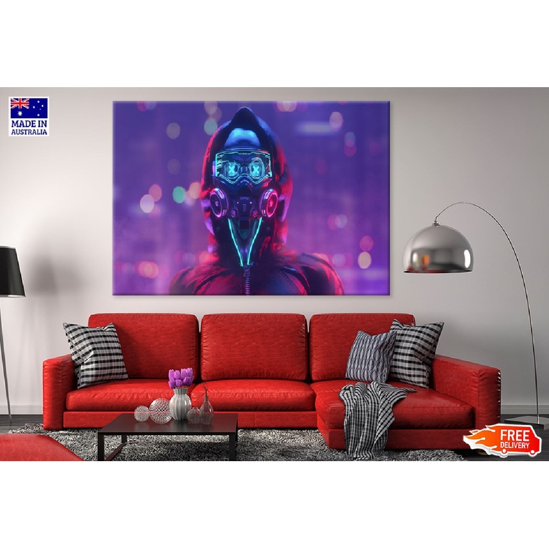 Cyberpunk Girl in Hoodie Jacket Photograph Print 100% Australian Made