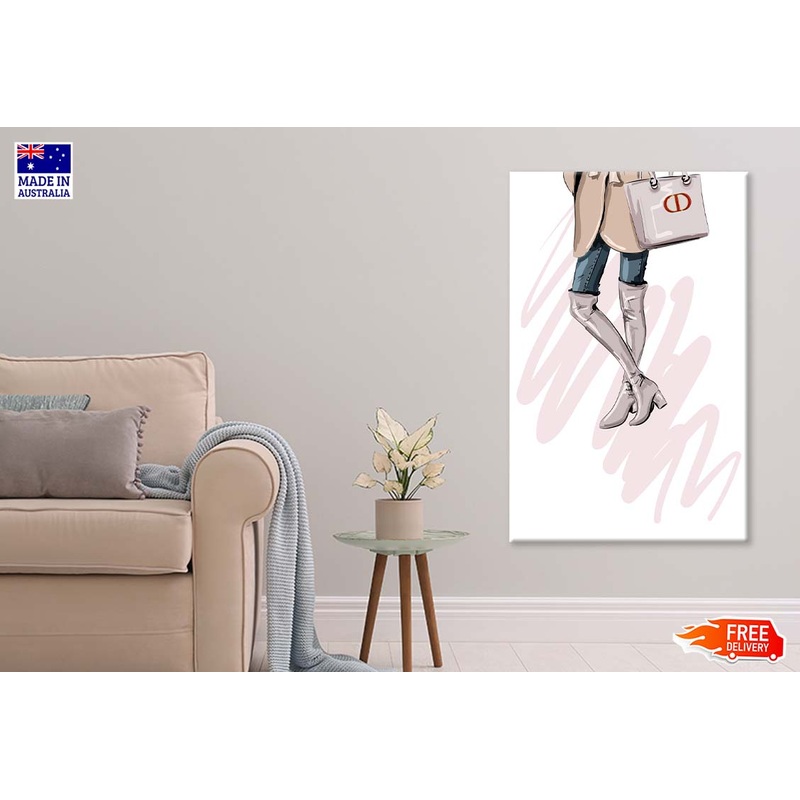 Elegant Pink Boots with Modern Handbag Print 100% Australian Made
