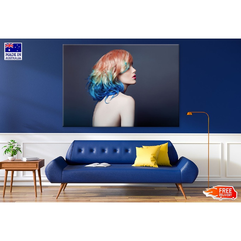 Fashion Girl With Short Blue Hair Print 100% Australian Made