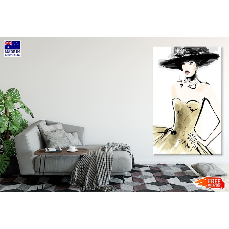 Fashion Model With a Hat Vector Art Print 100% Australian Made
