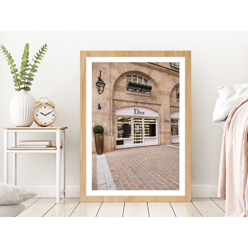 Fashion Store Building View Photograph Glass Framed Wall Art, Ready to Hang Quality Print