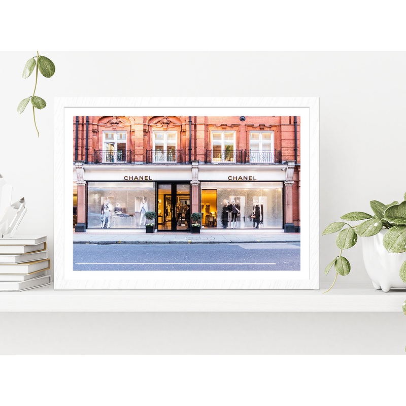 Fashion Store View in New Bond Street Photograph Glass Framed Wall Art, Ready to Hang Quality Print