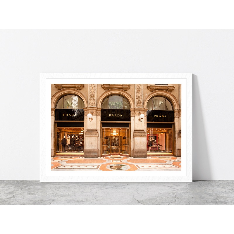 Fashion Store View in Vittorio Emanuele Glass Framed Wall Art, Ready to Hang Quality Print