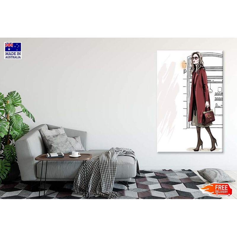 Modern Girl with Her Red Coat Fashion Art Print 100% Australian Made