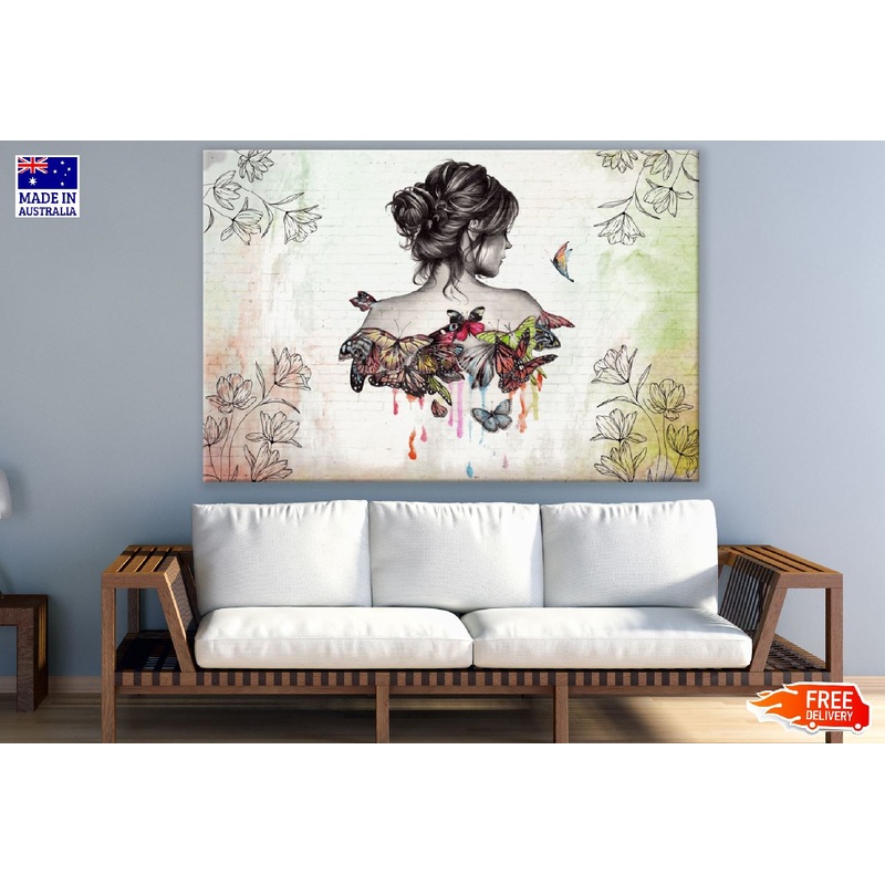 Mysterious Woman with Butterflies Digital Art Print 100% Australian Made