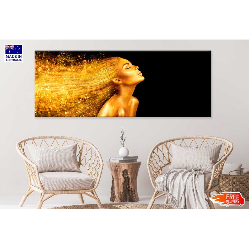 Panoramic Canvas Gold Hair Girl High Quality 100% Australian Made Wall Canvas Print Ready to Hang