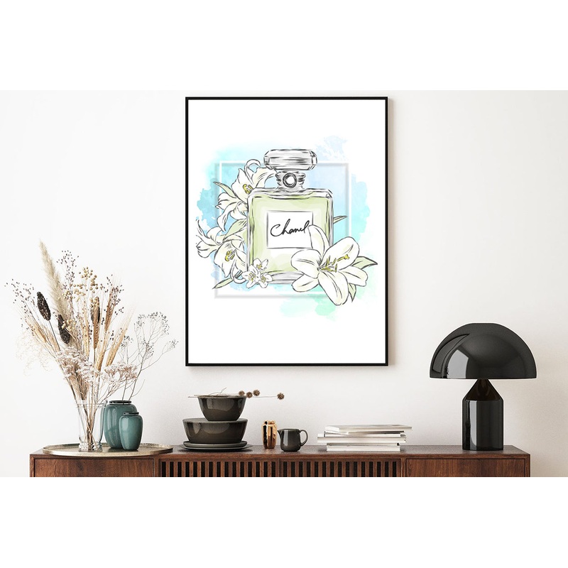 Perfume Bottle & Lily Flowers Home Decor Premium Quality Poster Print Choose Your Sizes