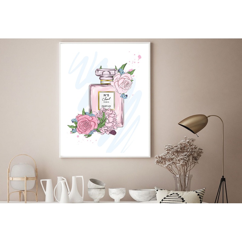 Perfume Bottle & Roses Leaves Home Decor Premium Quality Poster Print Choose Your Sizes