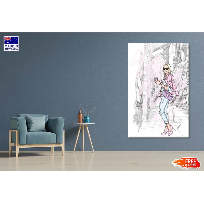 Pink Girl With Fashion Store Print 100% Australian Made
