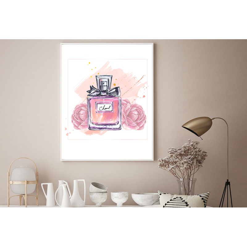 Pink Roses and Perfume Bottle Home Decor Premium Quality Poster Print Choose Your Sizes