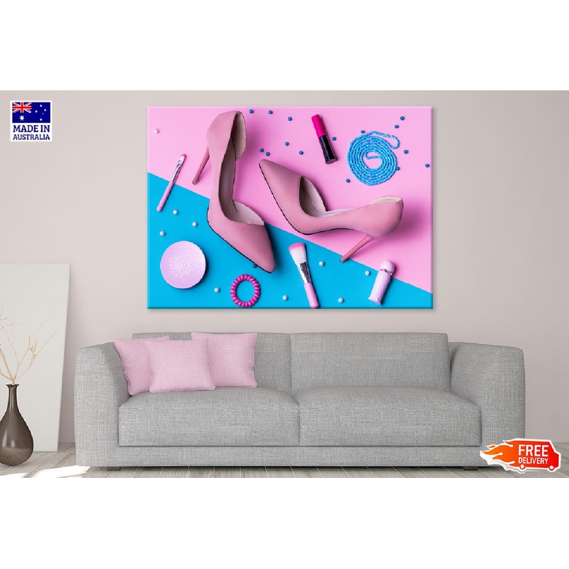 Pink Suede High Heels with Makeup Print 100% Australian Made