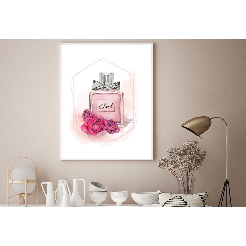 Roses and Pink Perfume Bottle Home Decor Premium Quality Poster Print Choose Your Sizes