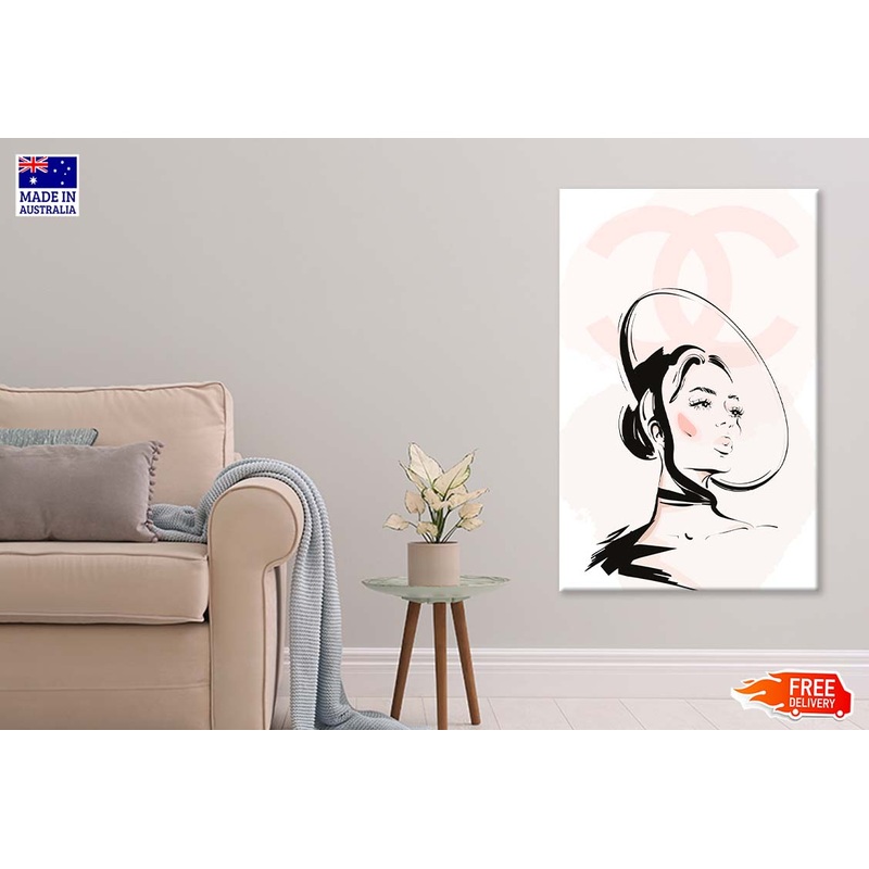 Stylish Black Peach Colored Girl Art Print 100% Australian Made