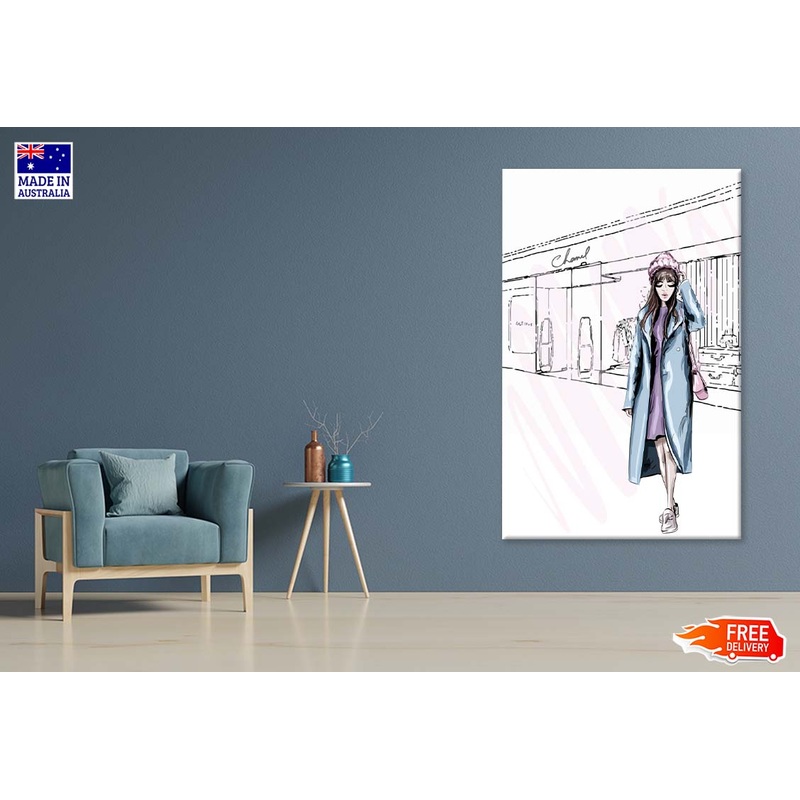 Stylish Blue Colored Girl with Fashion Store Print 100% Australian Made