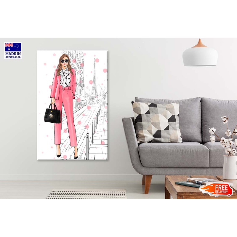Stylish Boss Lady with Her Luxury Handbag Print 100% Australian Made