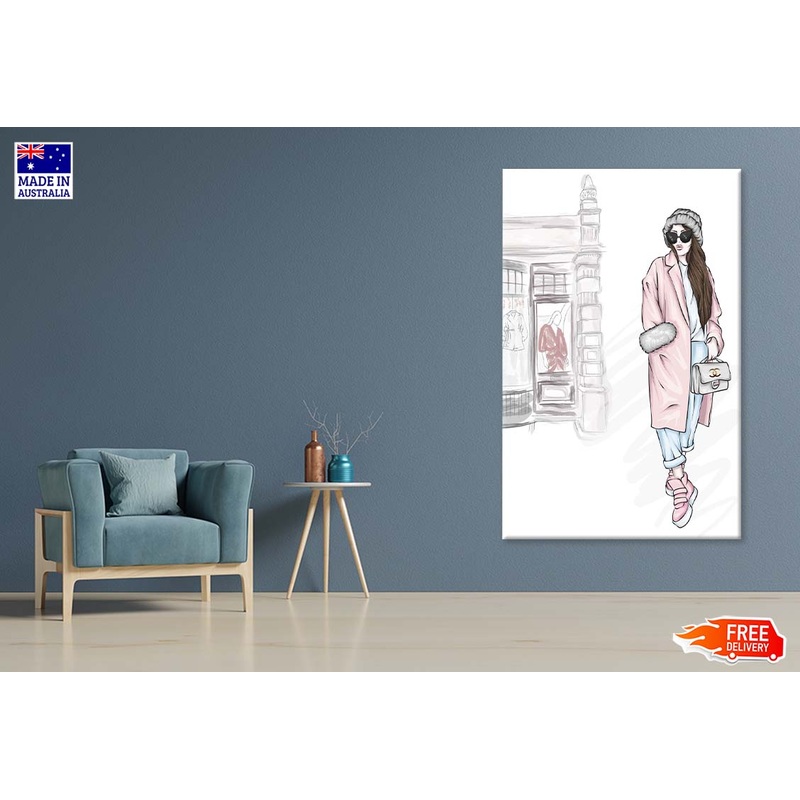 Stylish Fancy Girl with Elegant Bag Print 100% Australian Made