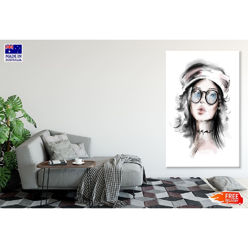Stylish Girl in Eyeglasses Vector Art Print 100% Australian Made