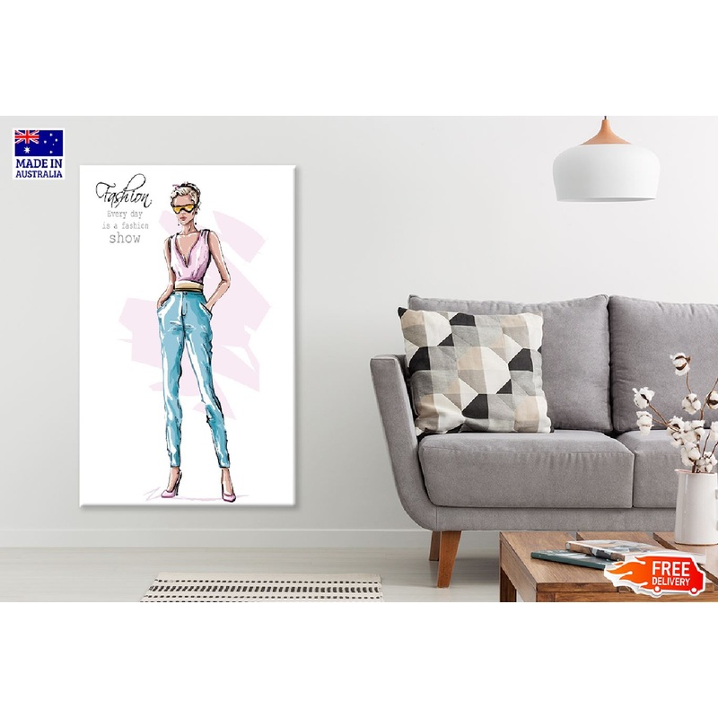 Stylish Woman & Sunglasses Vector Art Print 100% Australian Made