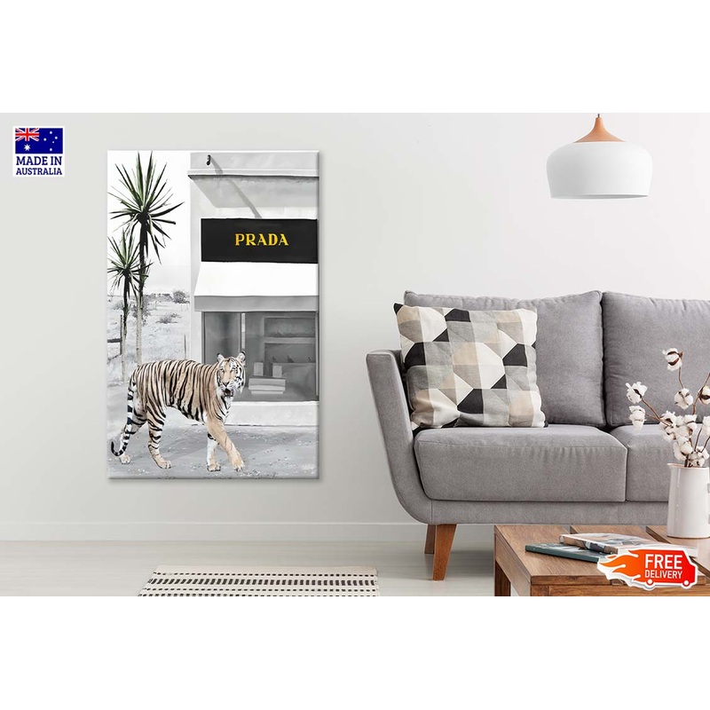 Tiger With Elegant Black and White Fashion Store Print 100% Australian Made