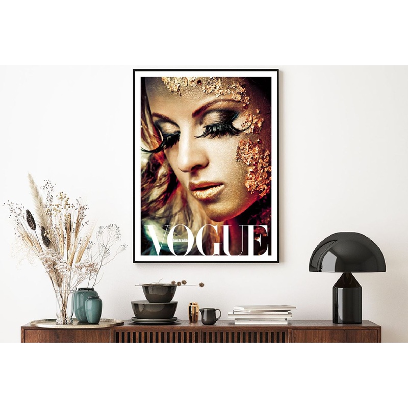 Vogue Fashion Gold Makeup Girl Closeup View Photograph Home Decor Premium Quality Poster Print Choose Your Sizes