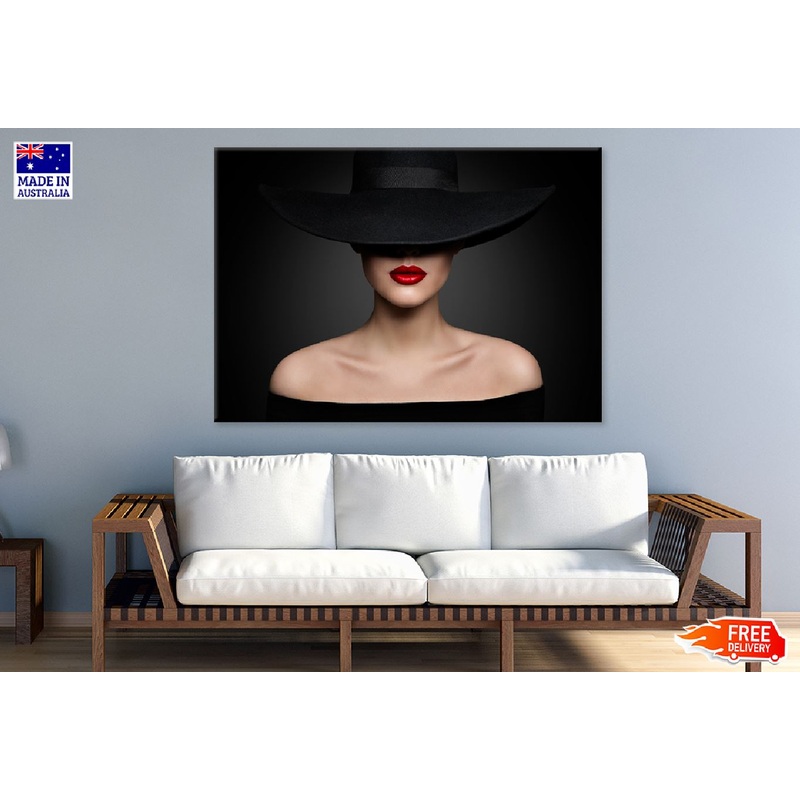 Woman Hat Lips & Shoulder View Photograph Print 100% Australian Made